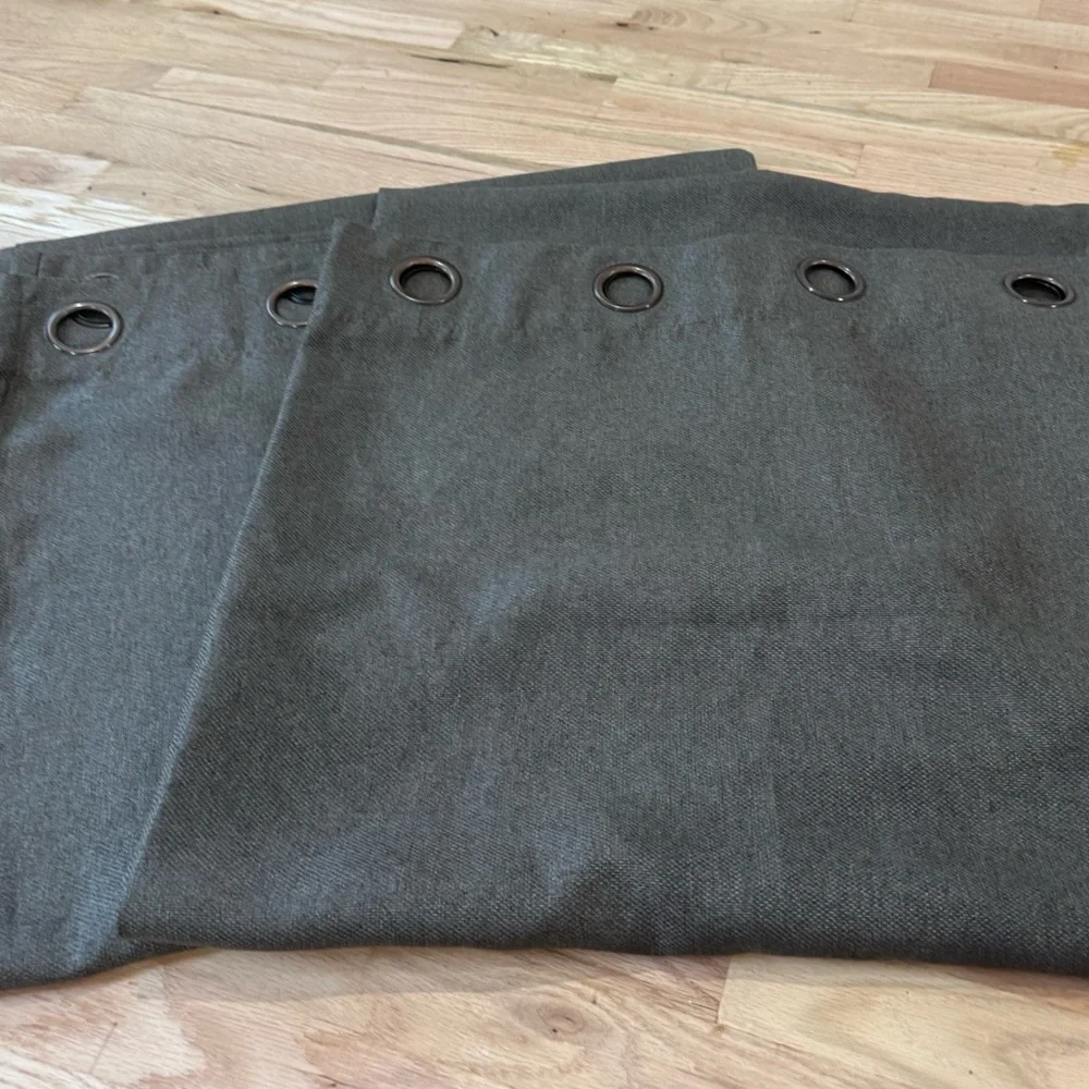 2 Curtain Panels Blackout Approx 61x96‎ Textured Fabric Heather Charcoal Gray